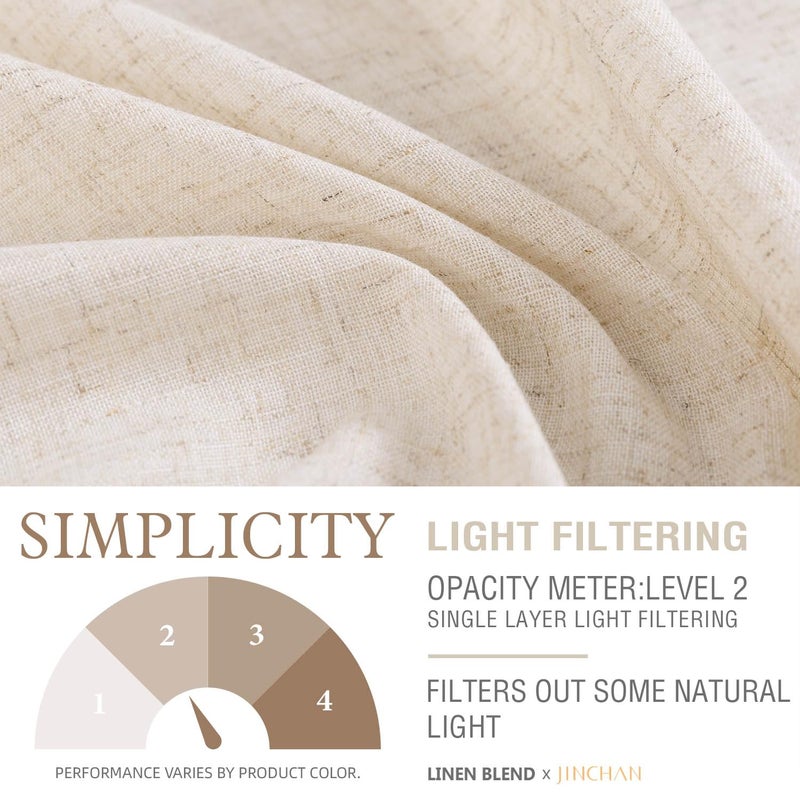 jinchan Beige Linen Kitchen Curtains 36 Inch Tier Curtains Farmhouse Cafe Light Filtering Small Window Drapes Flax Country Rustic Rod Pocket Bathroom Laundry Room RV 2 Panels Crude - Image 5